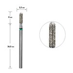 Фреза алмазная Staleks Pro Expert цилиндр закругленный зеленая диаметр 2.3 мм/ рабочая часть 8 мм