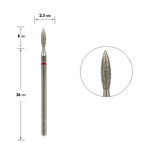 Фреза для манікюру TUFI profi PREMIUM алмазна полум'я 243 023R 2,3 мм червона насічка (0132354)