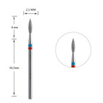 Фреза алмазная DUO пламя красно-синее EXPERT диаметр 2,1 мм / рабочая часть 8 мм