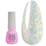 Gel polish Toki-Toki Unicorn UN01 translucent white with glitter 5 ml