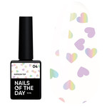 Топ NAILSOFTHEDAY Kupidon top 04 с голографическими сердцами без липкого слоя 10 мл
