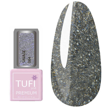 Gel polish TUFI profi  PREMIUM  SAVAGE 004 Gray ermine  8 ml (0100524) - Фото №1
