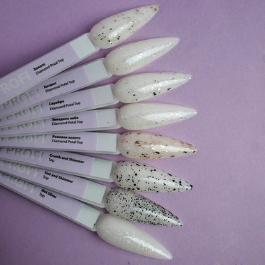 Топ TUFI profi PREMIUM Dimond Potal Top c поталью и шиммером розовое золото 8 мл (0125774) - Фото №6