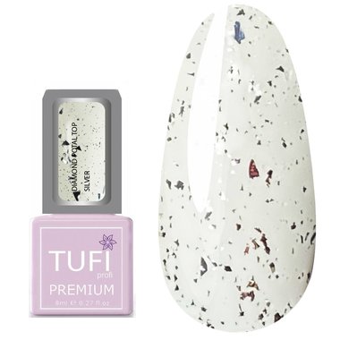 Топ TUFI profi PREMIUM Diamond Potal c поталью и шиммером серебро 8 мл (0125765) - Фото №1