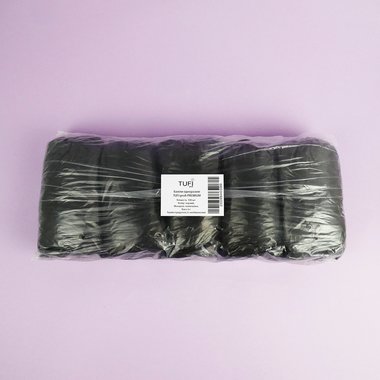 Бахилы TUFI profi PREMIUM одноразовые полиэтилен черный 6 г 100 шт (0104175) - Фото №3