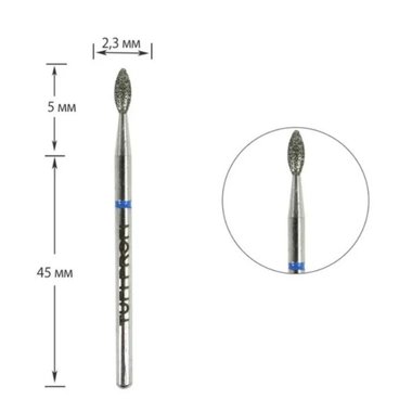 Cutter for manicure TUFI profi PREMIUM diamond bud 368 257 023B 2.3 mm blue notch - Фото №1