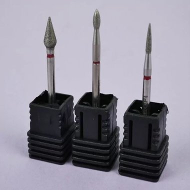 Фреза для маникюра TUFI profi PREMIUM алмазная почка 368 257 023R 2,3 мм красная насечка - Фото №2