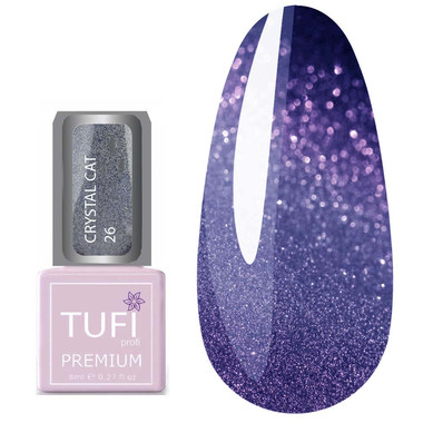 Gel polish TUFI profi PREMIUM Crystal Cat 26 blue holographic 8 ml (0173919) - Фото №1