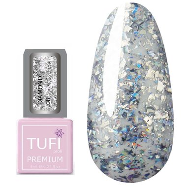 Гель-лак TUFI profi PREMIUM Diamond 08 серебряный авангардизм 8мл (0103039) - Фото №1