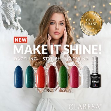 Гибридный лак для ногтей Claresa Make It Shine! 2 темно-зеленых с блеском 5 г - Фото №3