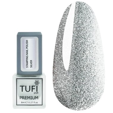 Stamping nail polish TUFI profi PREMIUM Stamping silver 8 ml (0295882) - Фото №1