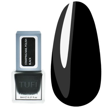 Stamping nail polish TUFI profi PREMIUM Stamping black 8 ml (0295883) - Фото №1