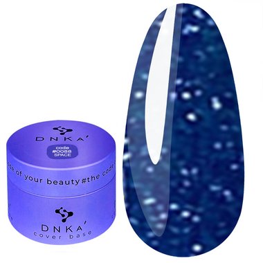 База для ногтей DNKa Cover Base №0088 Space синий светоотражающий 30 мл (DNKA0088-30) - Фото №1