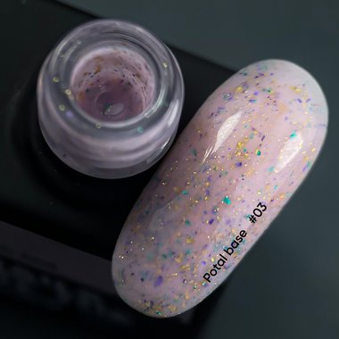 База NAILSOFTHEDAY Potal №03 розовый с фиолетово-бирюзовой и золотой поталью 10 мл - Фото №2