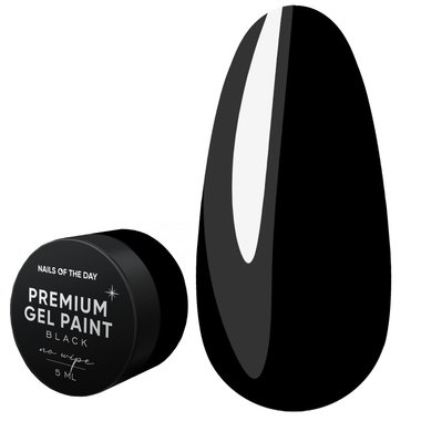 Gel paint NAILSOFTHEDAY Premium gel paint Black no wipe, 5 ml - Фото №1