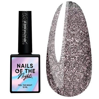 База NAILSOFTHENIGHT Reflective base 01 серебряные и розовые блестки, 10 ml - Фото №1