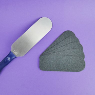 PODO TUFI profi PREMIUM металлическая пилка-основа для педикюра с силиконовой ручкой со сменными файлами 80/180 грит (0300685) - Фото №3