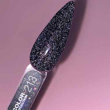 Гель-лак LUNA Reflection №213 черный с разноцветным блеском, светоотражающий 13 мл (047-2845-0587) - Фото №3