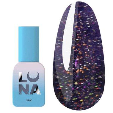 Гель-лак LUNA Reflection №214 темно-фиолетовый с разноцветным блеском, светоотражающий 13 мл (047-2845-0588) - Фото №1