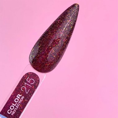 Gellack LUNA Reflection №215 Burgund mit mehrfarbigem Glitzer, reflektierend 13 ml (047-2845-0589) - Фото №2
