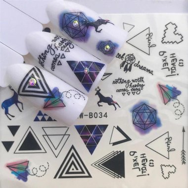 Nail stickers geometric YZW-B034 - Фото №2