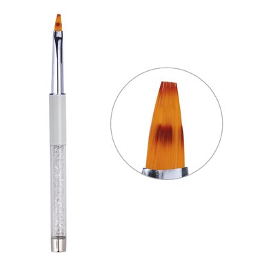 Кисть для омбре для дизайна ногтей Glam Line белая со стразами 6/13мм - Фото №1