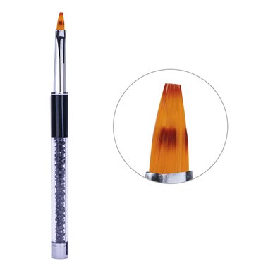 Кисть для омбре для дизайна ногтей Glam Line черная со стразами 6/13мм - Фото №1