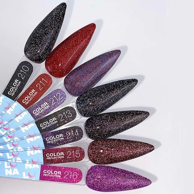 Гель-лак LUNA Reflection №210 черный с серебряным блеском, светоотражающий 13 мл (047-2842-0584) - Фото №5