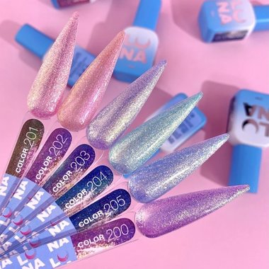 Гель-лак LUNA №205 голубой с шиммером, с эффектом втирки 13 мл (047-2754-0555) - Фото №4