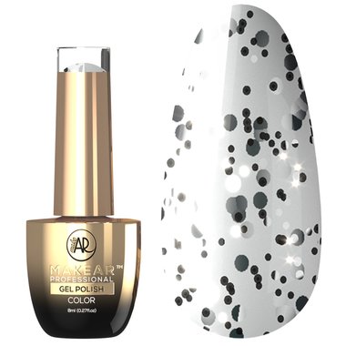 Гель-лак MAKEAR Glitter 786 прозрачный с белыми и черными блестками 8 мл - Фото №1