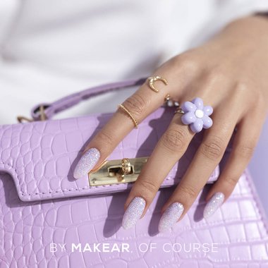 Gellack MAKEAR Daisy 623 transparent mit lila Glitzer 8 ml - Фото №3