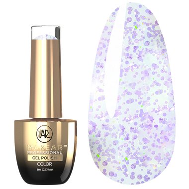 Gellack MAKEAR Daisy 623 transparent mit lila Glitzer 8 ml - Фото №1