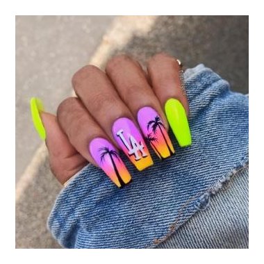 Неоновый маникюр (Длинные ногти с узорами)