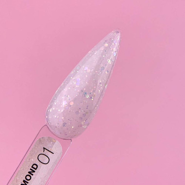 Gel LUNA Diamond Gel №01 milky white with glitter 15 ml (323-2354-0455) - Фото №3