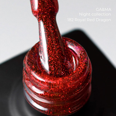 Gellack GA&MA Night Collection №182 Royal Red Dragon leuchtendes Rot mit Glitzer 10 ml (7702269) - Фото №2