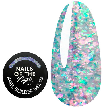 Гель NAILSOFTHENIGHT Ariel Builder gel 02 с разноцветными хлопьями юкки 15 мл - Фото №1