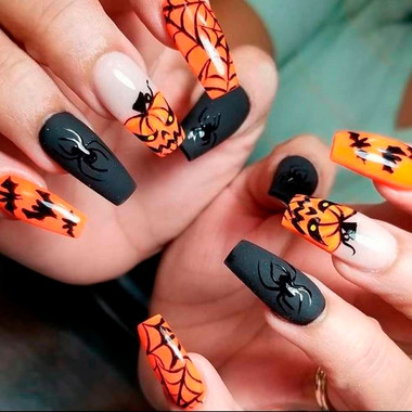 Halloween Manicure (Jack O'Lantern)