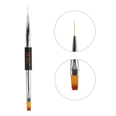 Кисть GA&MA двухсторонняя (лайнер+плоский квадрат) Чёрная (7702681) - Фото №1