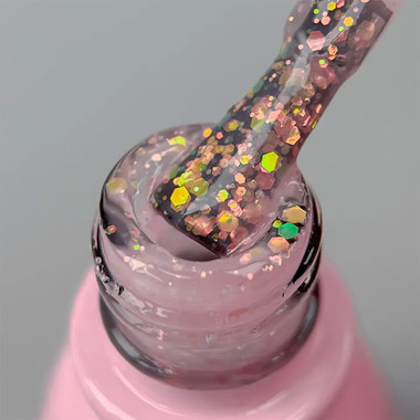 Gel polish Toki-Toki Unicorn UN04 translucent pink with glitter 5 ml - Фото №2