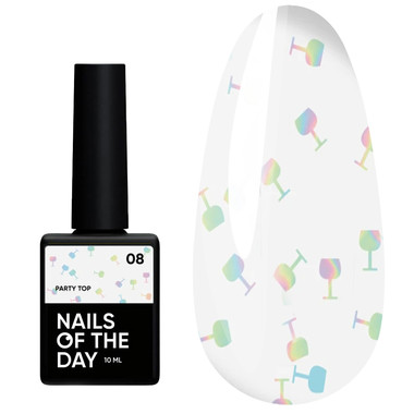NAILSOFTHEDAY Party top 08 with holographic glasses 10 ml - Фото №1
