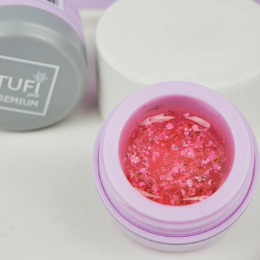 Gel polish TUFI profi PREMIUM Bloom 01 with dried lanthanum flowers 5ml - Фото №5