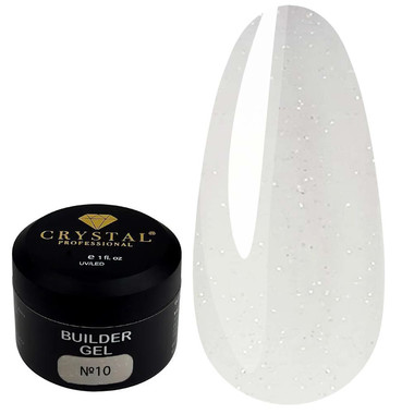 Гель для наращивания Crystal Builder Gel №10 молочный с шиммером 15 мл - Фото №1