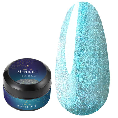 Гель F.O.X Shine Gel Mermaid 003 бирюзово-голубой перламутровый 15 мл - Фото №1