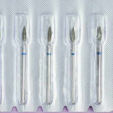 Фреза для маникюра алмазная TUFI profi Пламя 243 021B диаметр 2,1 мм синяя - Фото №2