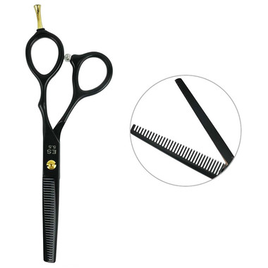 ESTET Effilierschere für Haarschnitte, schwarz und gold, 5,5 - Фото №1
