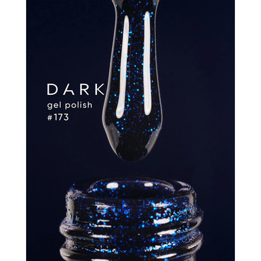 Gel-Nagellack DARK 173 Kobalt mit Glitzer 10 ml - Фото №2