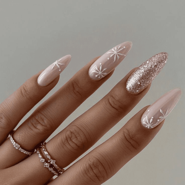 Almond Manicure (Winter Design)