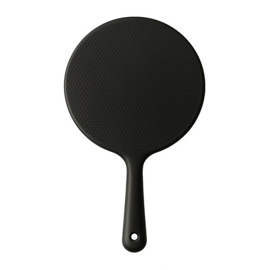 Круглое парикмахерско-косметическое зеркало с ручкой черное - Фото №2