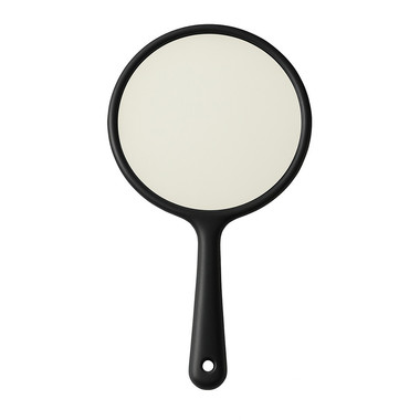 Круглое парикмахерско-косметическое зеркало с ручкой черное - Фото №1