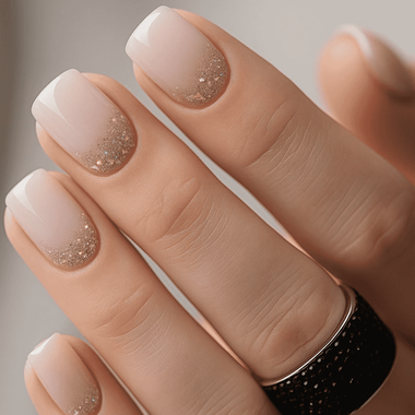 Beige nails (glitter design)